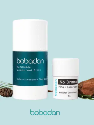 Bobadan No Drama Deodorant Stick 15g | Pine Cedarwood, Refillable, Long-Lasting Odor Protection