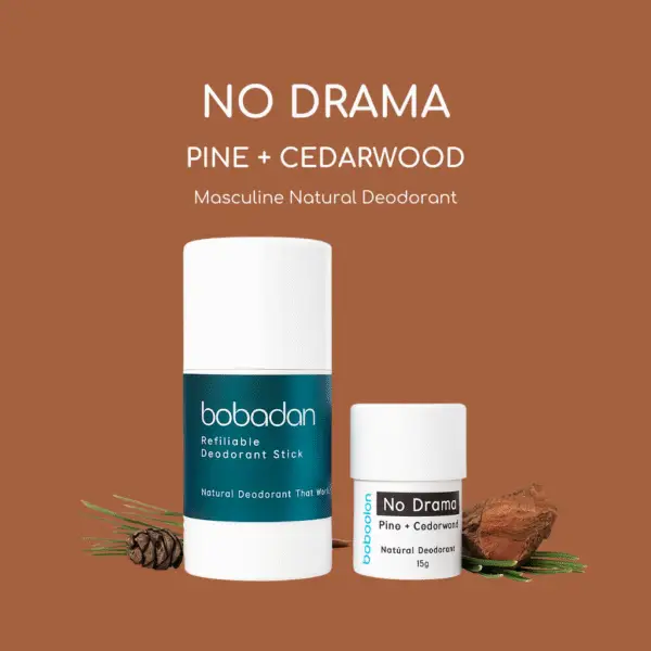 Bobadan No Drama Deodorant Stick 15g | Pine Cedarwood, Refillable, Long-Lasting Odor Protection