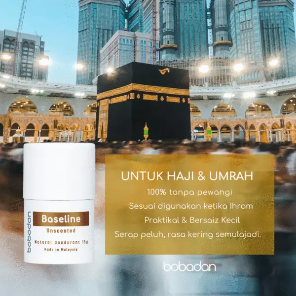 Bobadan Baseline Natural Deodorant Stick 15g | Natural Deodorant, Unscented, Hajj, Umrah